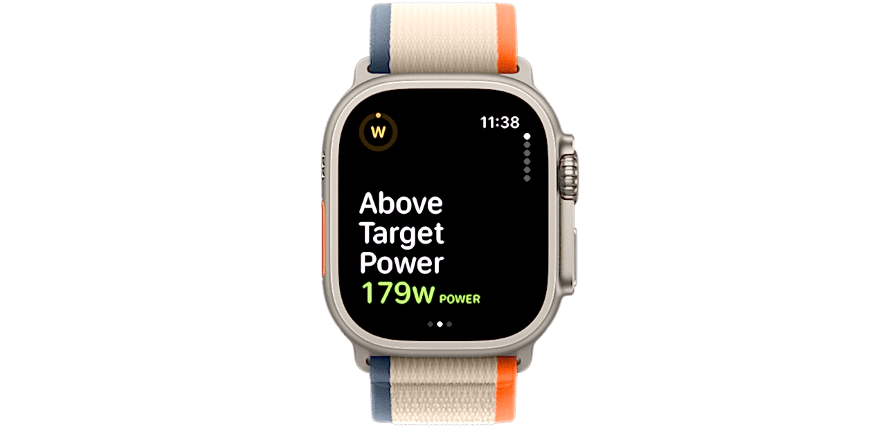 Above Target Power Prompt Shown On Apple Watch.