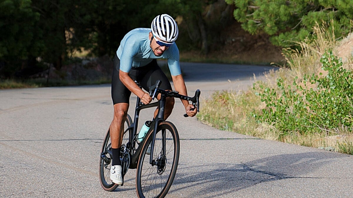 Male Cyclist Outside Training 30/15 Intervals
