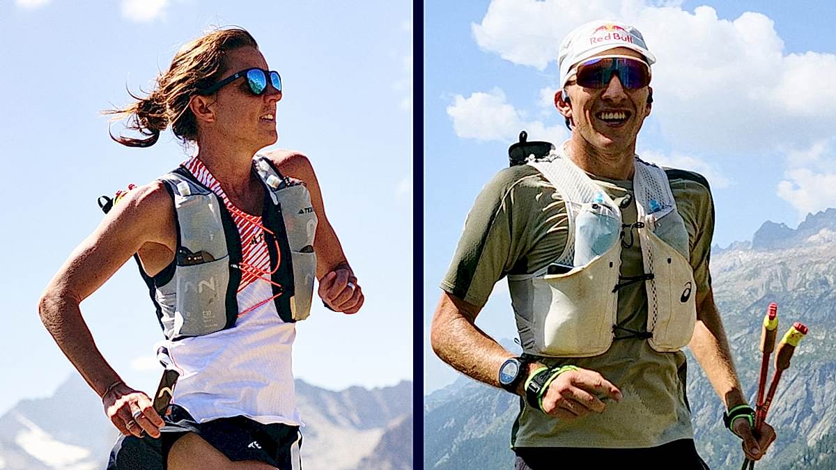 Image Of Ultrarunners Ruth Croft And Tom Evans Running With Sky In Background